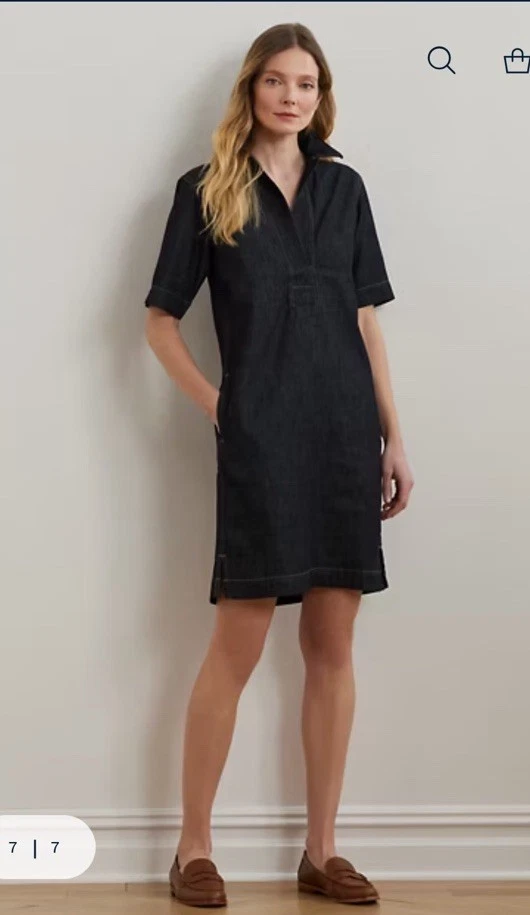 Vestido de mezclilla para mujer Lauren Ralph Lauren con bolsillos talla grande (1930) Foto 3 de 4