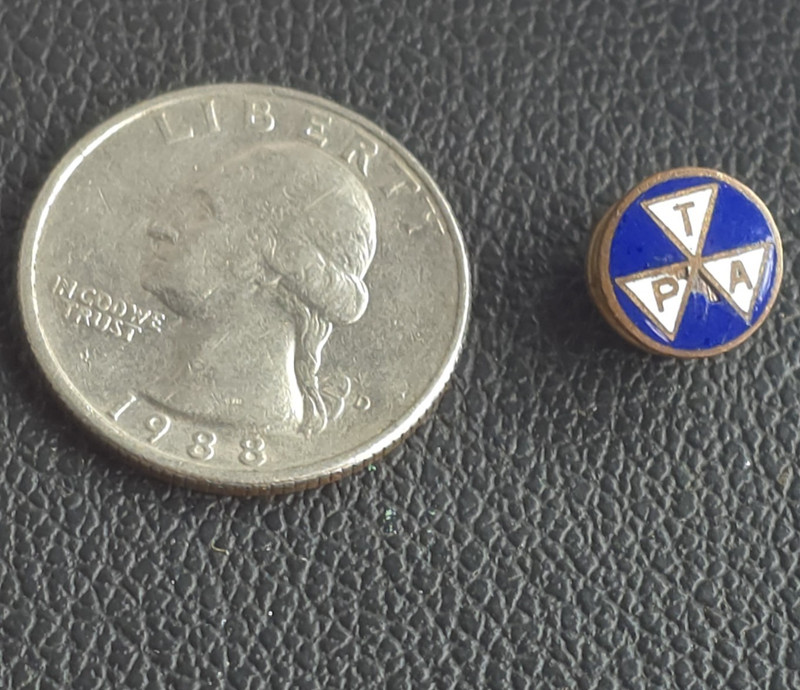 TPA Letters Blue/White Enamel Lapel Pin Pinback Button w/ Clutch Back