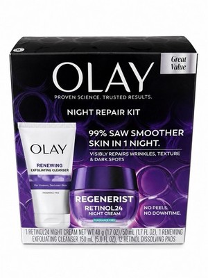 Olay Regenerist Retinol24 Night Repair Kit 3 Pc Set Brand New Sealed Anti Aging