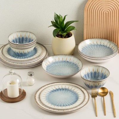 MissYip Melamine Dinnerware Set, 16 Piece for 4, Unbreakable