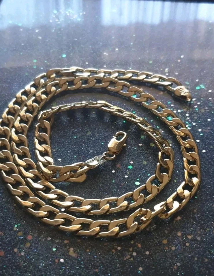 ! 29g ! 750 Gold Kette vergoldet 7mm  Panzerkette 750 Gold 18K Damen Herren  - Bild 2 von 4