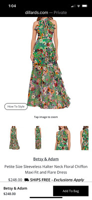 BETSY &ADAM SLEEVELESS HALTER NECK CHIFONMAXI FIT AND FLARE DRESS NWT 8P