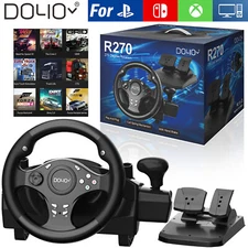 Wired Gaming Racing Steering Wheel With Pedals For PS PC XBOX Multiple Platforms