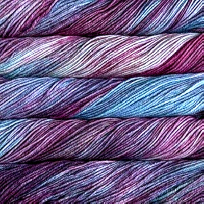 LOTUS Lt Blues+Wines+Violets 210yd Skein Malabrigo RIOS Soft SW MERINO Wool YARN
