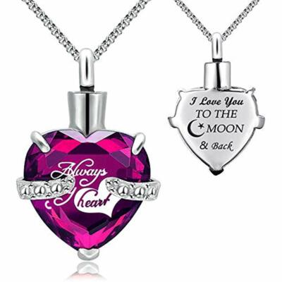 Heart Urn Necklace for Ashes I Love You to The Moon and Back November Birthstone Memorial Pendant