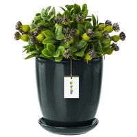Blumentopf BlumenüBertopf Graphit Blumenschale Mit Untersetzer Rund H=21,5 Cm