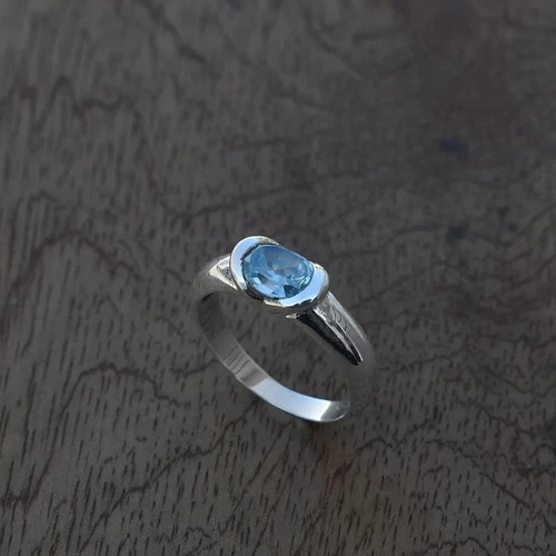 Aquamarine Ring Solid 925 Silver Handmade Beautiful Lovely Sterling Ring Gift