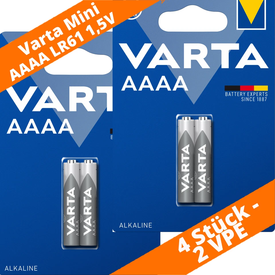 4 x Varta Mini AAAA LR61 MN2500 LR8D425 1,5V 4061 Alkaline Batterie 2 x 2er - Bild 1 von 3