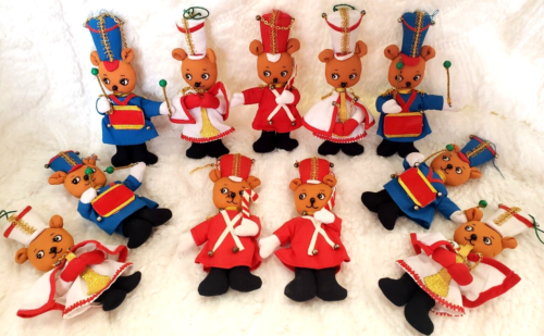 BEAR BAND COMMANDER Vintage White/Blue/Red Fabric Cloth Music Ornament LOT/11 - Picture 1 of 9