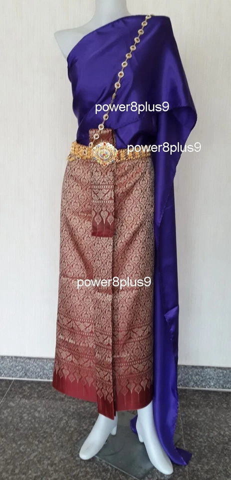 Vestido Nacional Tailandés Sinh Mujeres Falda Envolvente Top Faja Noche Aniversario Esposa Regalo Foto 2 de 4