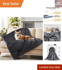 Large Reversible Sherpa Fleece Blanket - Dog Cat Furniture Protector 65" x 57"