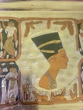 NEFERTITI  Etched Mixed Metal TRAY Wall Decor EGYPTIAN 12.5 x 7.5"VTG