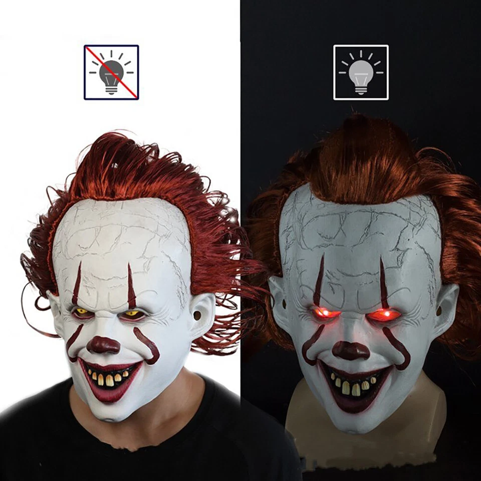 Halloween Pennywise Maske Rote LED Gruselige Clown Maske Horror Cosplay Es Maske - Bild 4 von 4