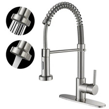 Single-Handle Pull Out Sprayer Coil Spring High-Arc Kitchen Faucet with Deckplat