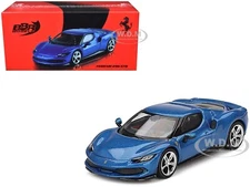 FERRARI 296 GTB BLUE CORSA 1/64 DIECAST MODEL CAR BY BBR MODELS BBRFER64004