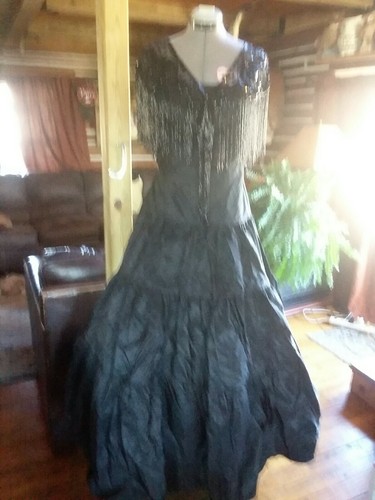 Jessica McClintock trägerloses formelles Maxi schwarzes Damenkleid Gr. 4 mit Schal Pailletten - Bild 8 von 9