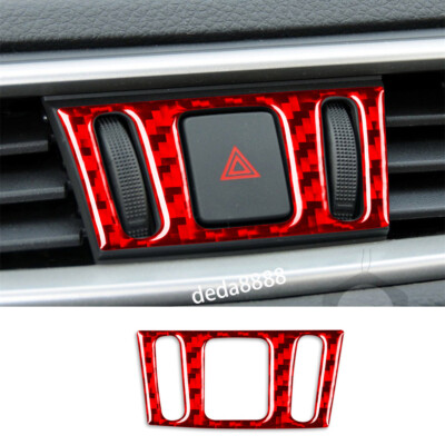 Red Carbon Fiber Warning Light Switch Button Trim Fit for Nissan X-Trail 2013-21