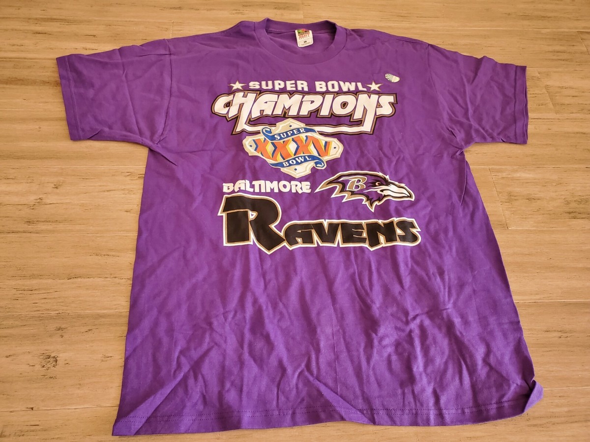 Vintage 2001 NFL Super Bowl XXXV Champions Baltimore Ravens Black 