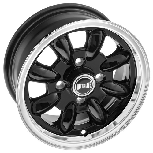 Classic Mini Wheel 12x5.5 Ultralite Black polished rim Aluminium 1959