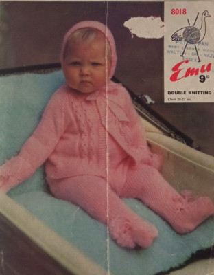 **Vintage Strickanleitung**Baby/Mädchen KINDERWAGEN SET**Mantel*Leggings*Mütze*Handschuhe