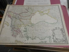 100% ORIGINAL LARGE OTTOMANS EMPIRE TURKEY MAP BY JAMES WYLD  C1849 VGC COLOUR