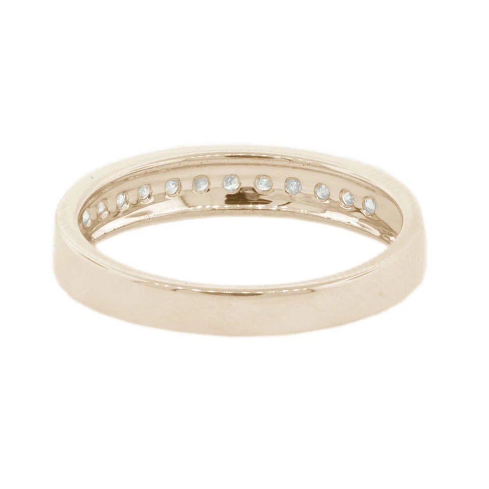 Anillo de alianza de boda de oro rosa de 10 k conjunto de canales de diamantes redondos naturales de 1/4 quilates Foto 2 de 3