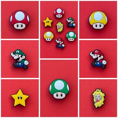 Schuhstecker/Shoe Charms für Super MARIO*/LUIGI*/TOAD*/PEACH*/STERN*/PILZE Fans