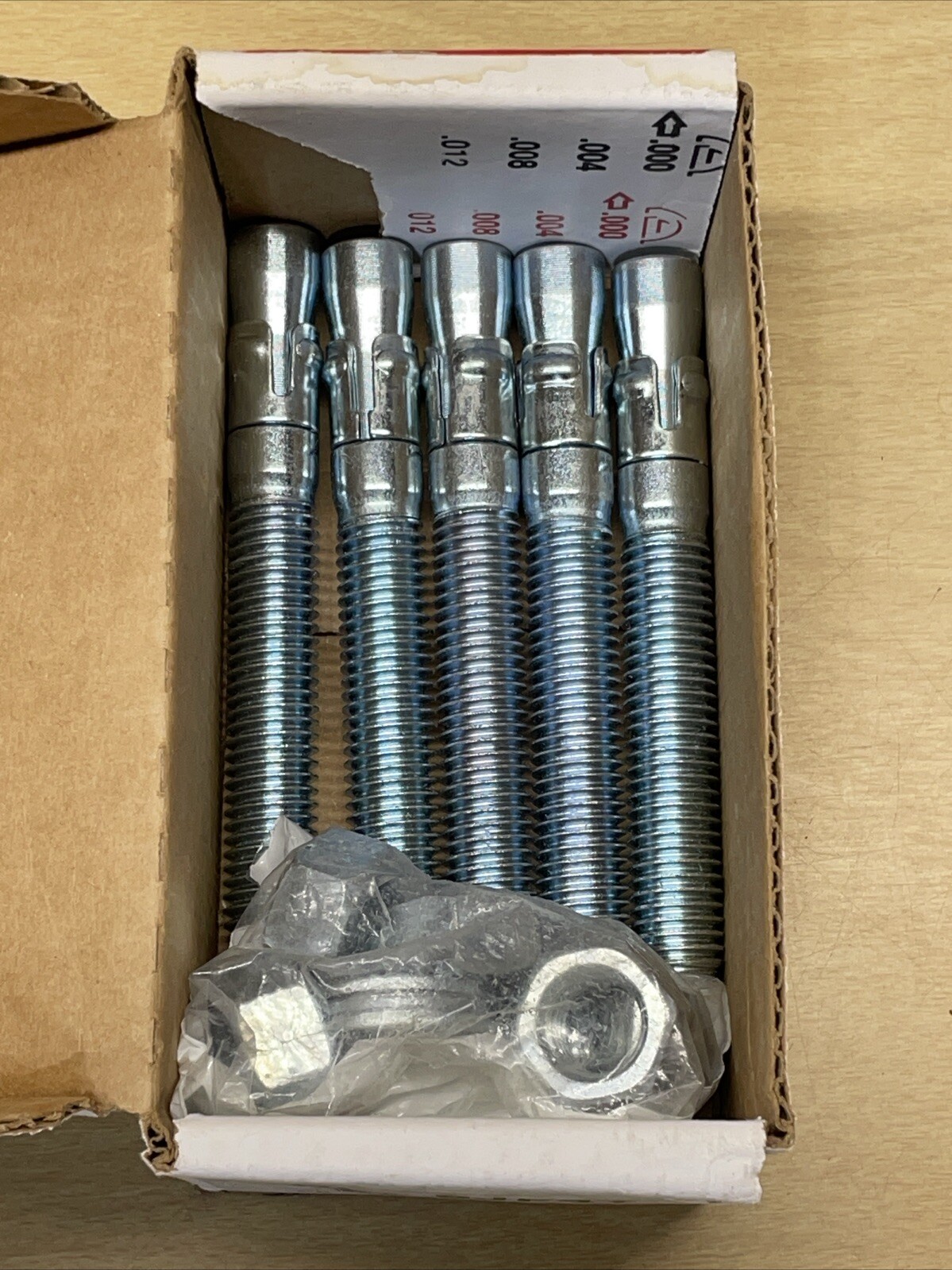 Wej-It ANKR-TITE Wedge Anchors 5/8 x 5 Zinc Plated Carbon Steel Nut Washer Qty 5