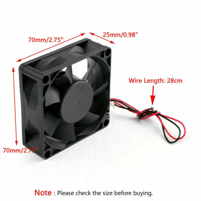 12V 0.2A Kühlung Computer Lüfter Ball Lager 70 x 70 x 25 mm DC Brushless 3P B F3 - Bild 3 von 4