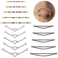 5 piezas cadenas para nariz de acero inoxidable doble nariz perforación puente fosa nasal joyería