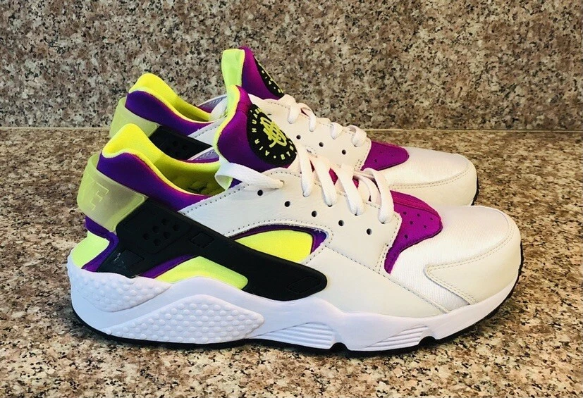 Nike Air Huarache Run &#039;91 QS Mens White Magenta Neon Shoes Size | eBay