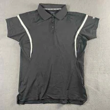 Champion Double Dry Golf Polo Women's sz Large Black White Preppy Sports EPOC