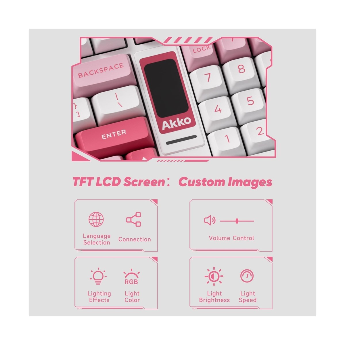 Akko 5098B Wireless Gaming Keyboard with Screen, Prunus Lannesiana
