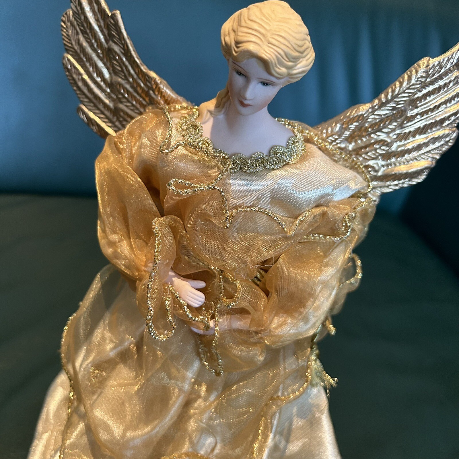 Vintage 12” Gold Angel Tree Topper Decoration eBay