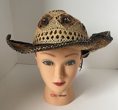 SOM-HER Somher Cowboy Hat Straw Western Boho Unisex Cross  display picture 1