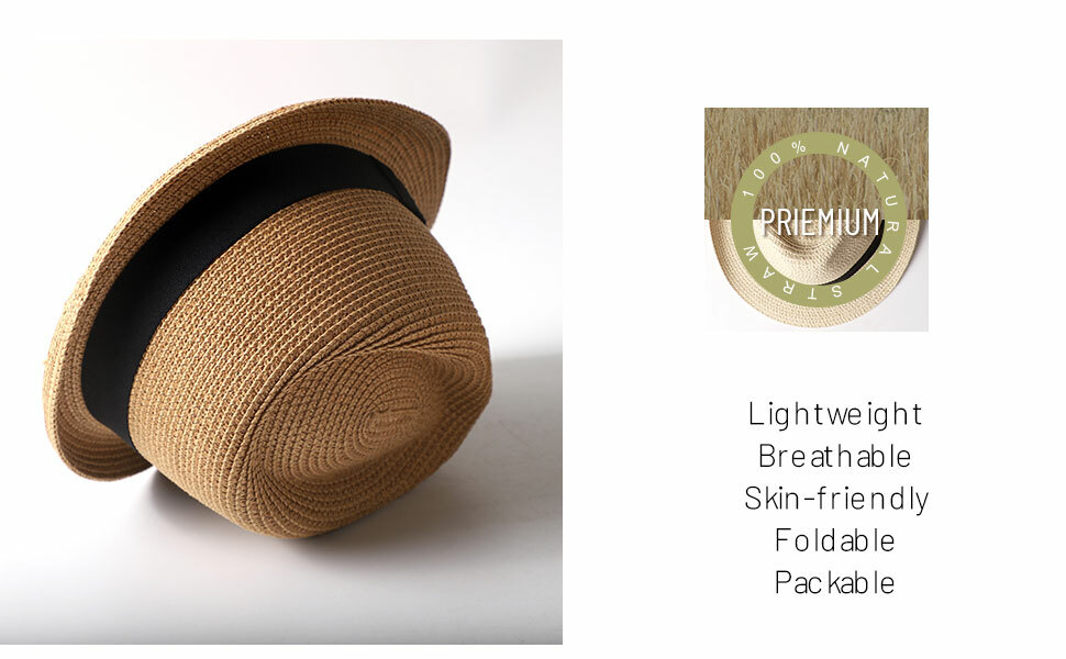 Women or Men Straw Hat Short Brim Panama Fedora Beach Sun  display picture 3