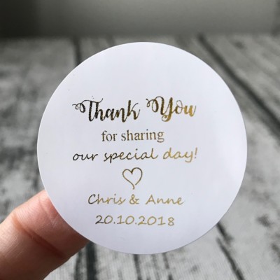 Gold foil personalized gift stickers party wedding thank you favour ...