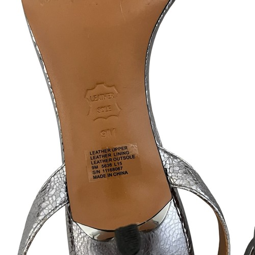 Tory Burch Elana sandali alla caviglia tacco a gattino pelle argento taglia 9 eleganti - Foto 10 di 12