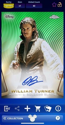 DIGITAL TOPPS DISNEY Orlando Bloom/Will Turner LEGENDARY GREEN SIGNATURE /99