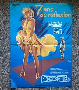 1970’s Re-Issue Marilyn Monroe SEVEN YEAR ITCH French MOVIE POSTER Free Shipping