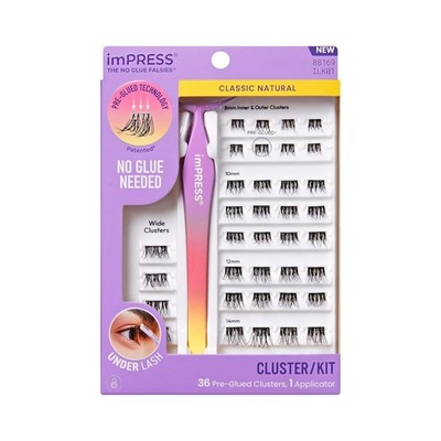 KISS imPRESS Falsies Press On Self Adhesive Eyelashes, Natural Volume, No Glue