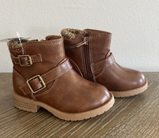 Wonder Nation Toddler Girls Sweater Knit Ankle Boot Shoes Brown Chestnut Sz 7