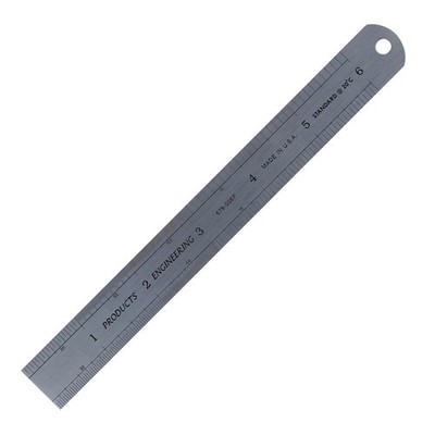 6 /150mm Steel Rule, Rigid Metal Ruler   English/Metric 9-in-1 Graduation (1/...