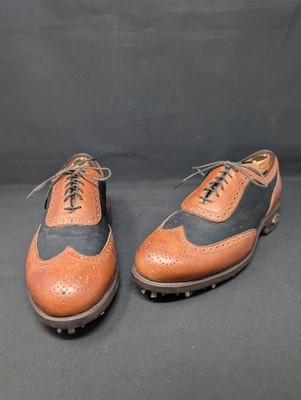 (8 D) CLASSIC! 1 Up by Allen Edmonds GOLF SHOES Spikes Honor Collection SADDLE