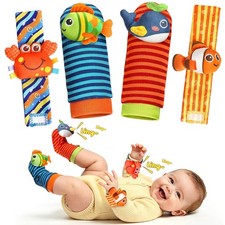 Baby Toys 0-6 6-12 Months, Baby Wrist Rattle Socks and Foot Finder Set, Baby