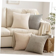 Decorative Throw Pillow Covers 18x18 Inch Set of 18" x 18" Pack of 4 Neutral