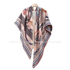 70 Cashmere  30 Silk Wrap Scarf Tassels Print 2 Face Shawl 53" Pink