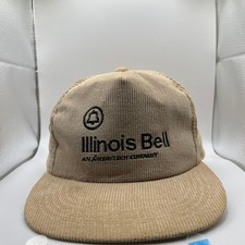 Yupoong Illinois Bell Hat Mens OSFA Tan Vintage Corduroy Snapback Ameritech