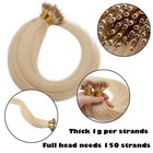 Nano Ring Remy Human Hair Extensions Keratin Nano Beads Platinum Blonde 20inch — photo 4