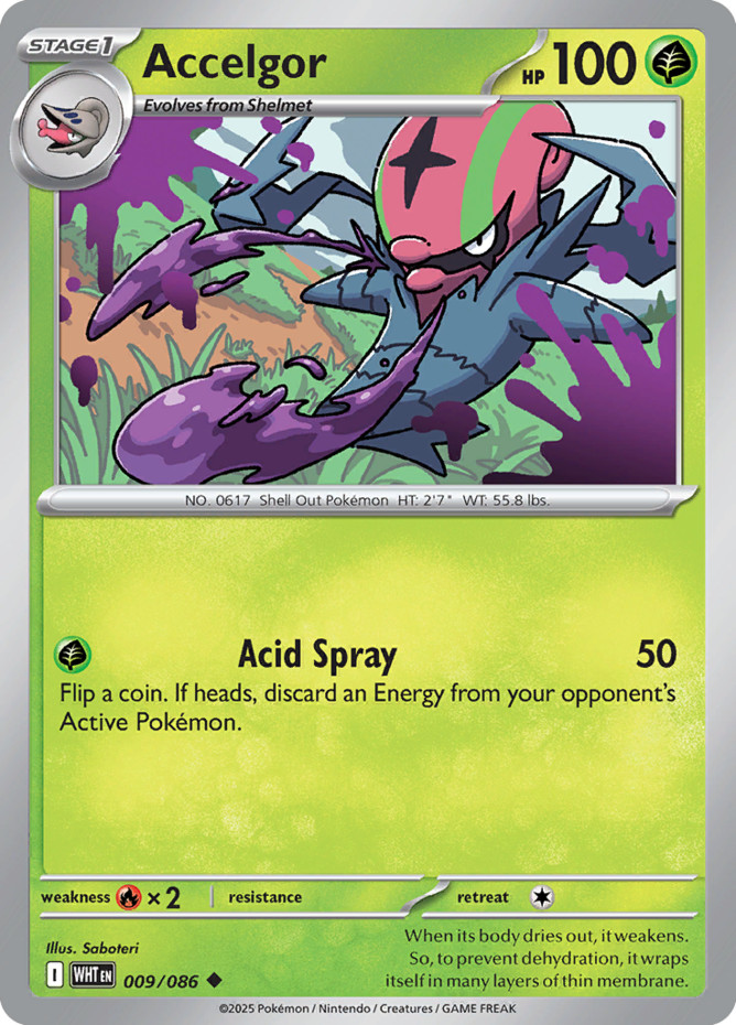 Accelgor - 009/086 - Uncommon - Reverse Holo NM White Flare